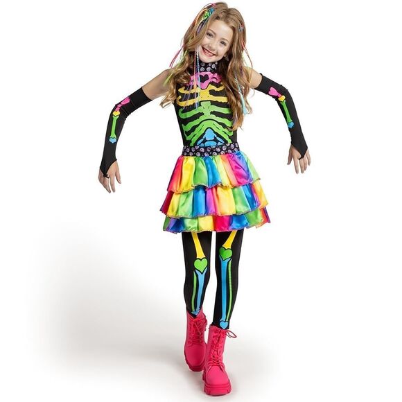 Halloween Kids Skeleton Costume XL Funky Punky Bone Skeleton Deluxe Costume, Hal - Picture 1 of 10